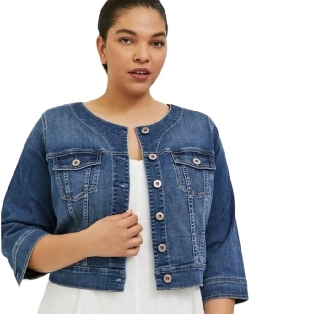 Torrid Women's Blue Denim Cropped Jacket - Picture 1 of 4